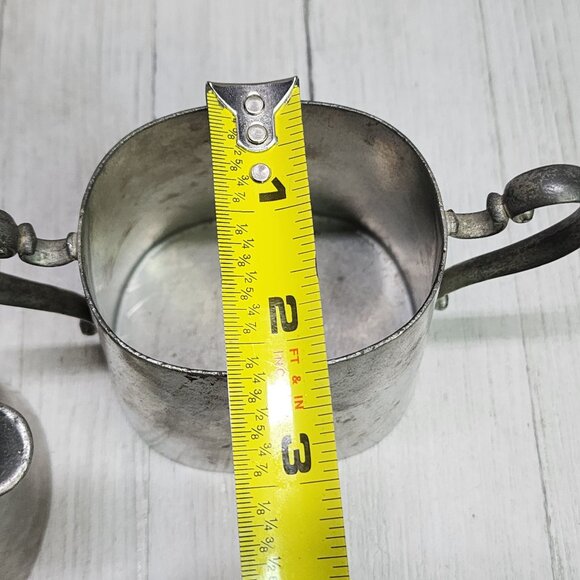 Vtg Queen City Silver CO Genuine Pewter Cream and Sugar Bowl Set 102 Trademarked - Picture 10 of 10
